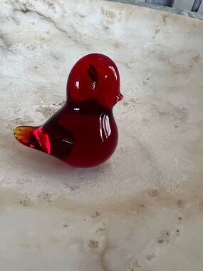 Vintage Red Koustnglass Duckling - Paperweight